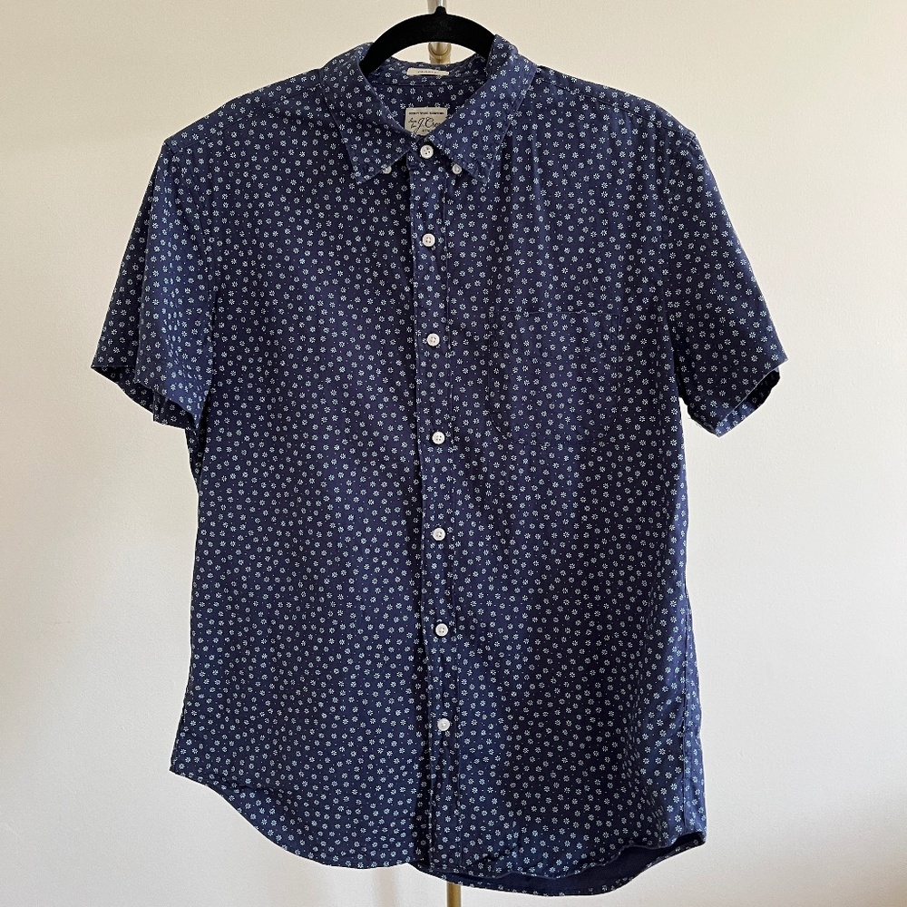 J.Crew Stretch Short-Sleeve Shirt in Daisy Print Classic Fit